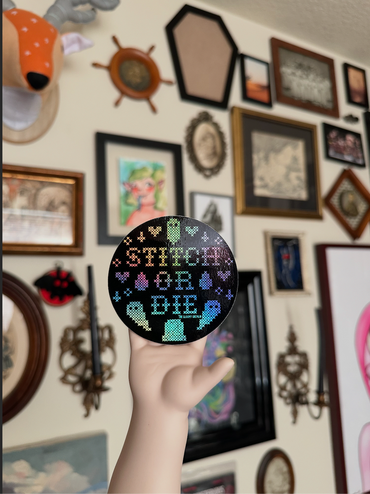 Stitch or Die - 3" Holographic Sticker